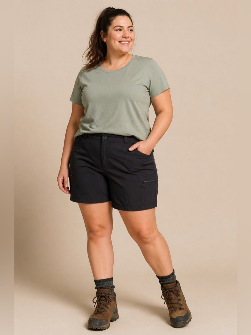 Eddie Bauer Trail Short Women's Plus Size 16 Black Stretch Active Travel Outdoor